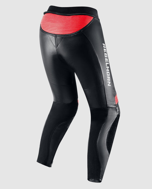 Rebel Femme Pantalon Moto Rouge Blanc