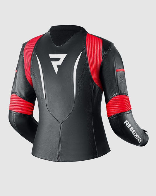 Rebel Femme Blouson Moto Rouge Blanc