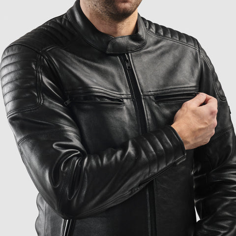 Hunter II Black Veste en Cuir de Moto
