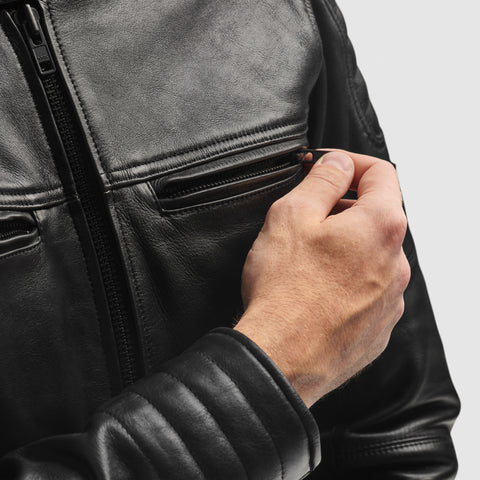 Hunter II Black Veste en Cuir de Moto