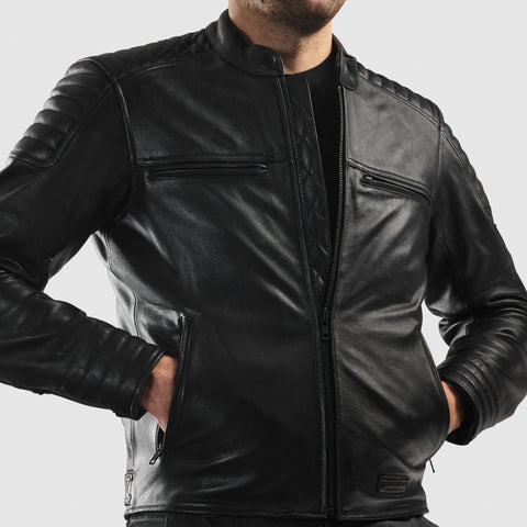 Hunter II Black Veste en Cuir de Moto