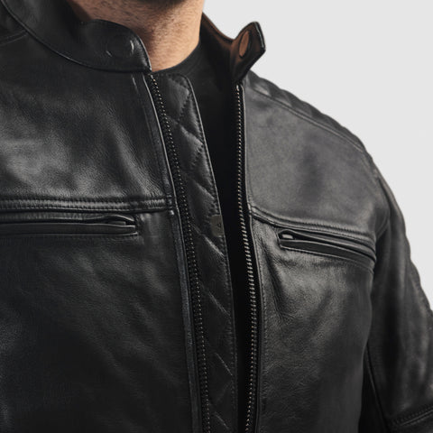 Hunter II Black Veste en Cuir de Moto