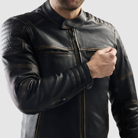 Hunter II Vintage Brown Veste en Cuir de Moto