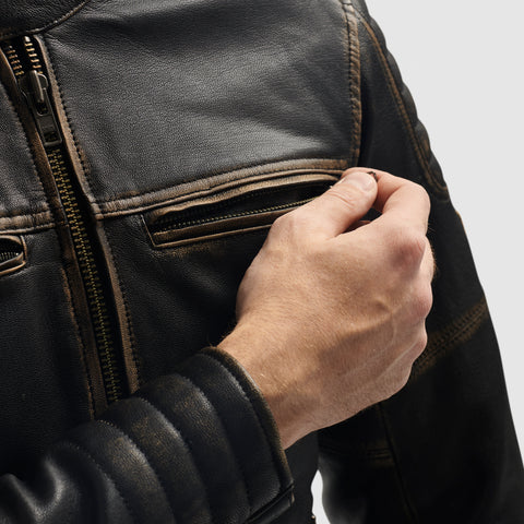 Hunter II Vintage Brown Veste en Cuir de Moto