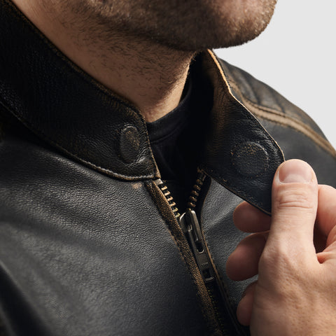 Hunter II Vintage Brown Veste en Cuir de Moto