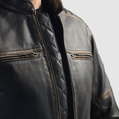 Hunter II Vintage Brown Veste en Cuir de Moto