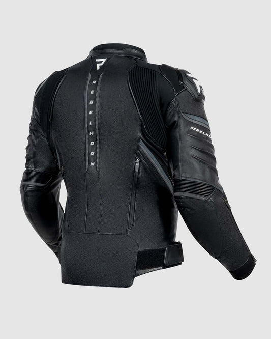 Veloce Blouson Moto Cuir Noir Blanc
