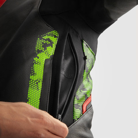 Rebelhorn Veloce Camo Black/Green/Fluo Veste en Cuir