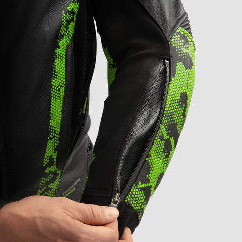 Rebelhorn Veloce Camo Black/Green/Fluo Veste en Cuir