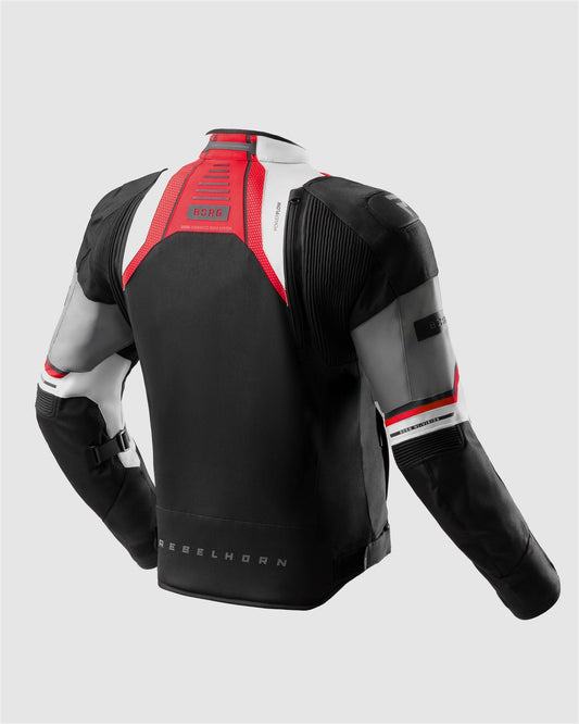 Borg II Blouson Moto Noir, Gris, Rouge