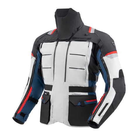 Cubby V Blue Grey Red Veste Moto Textile