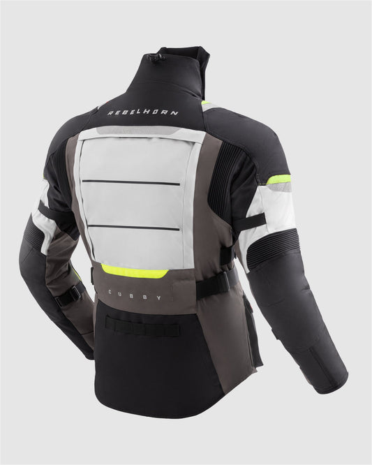 Cubby V Blouson Moto Clair Gris, Jaune Fluo