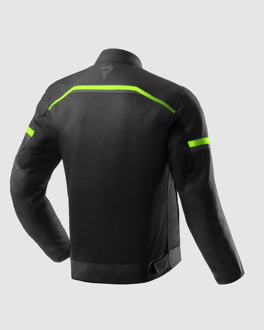 Echo Blouson Moto Noir, Jaune Fluo