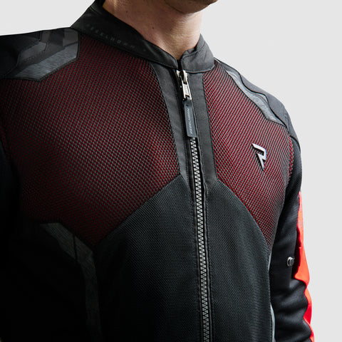 Jax Black Red Veste Moto Textile
