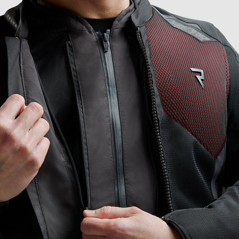 Jax Black Red Veste Moto Textile