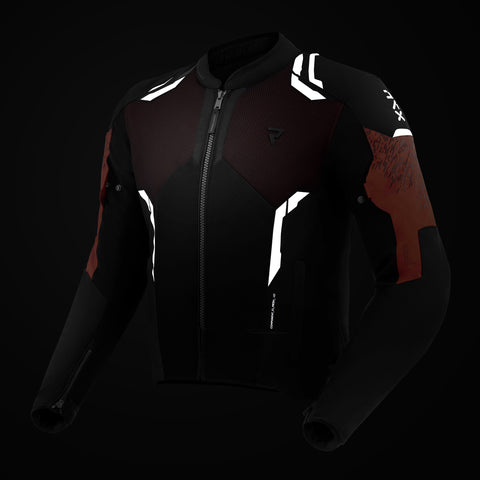 Jax Black Red Veste Moto Textile