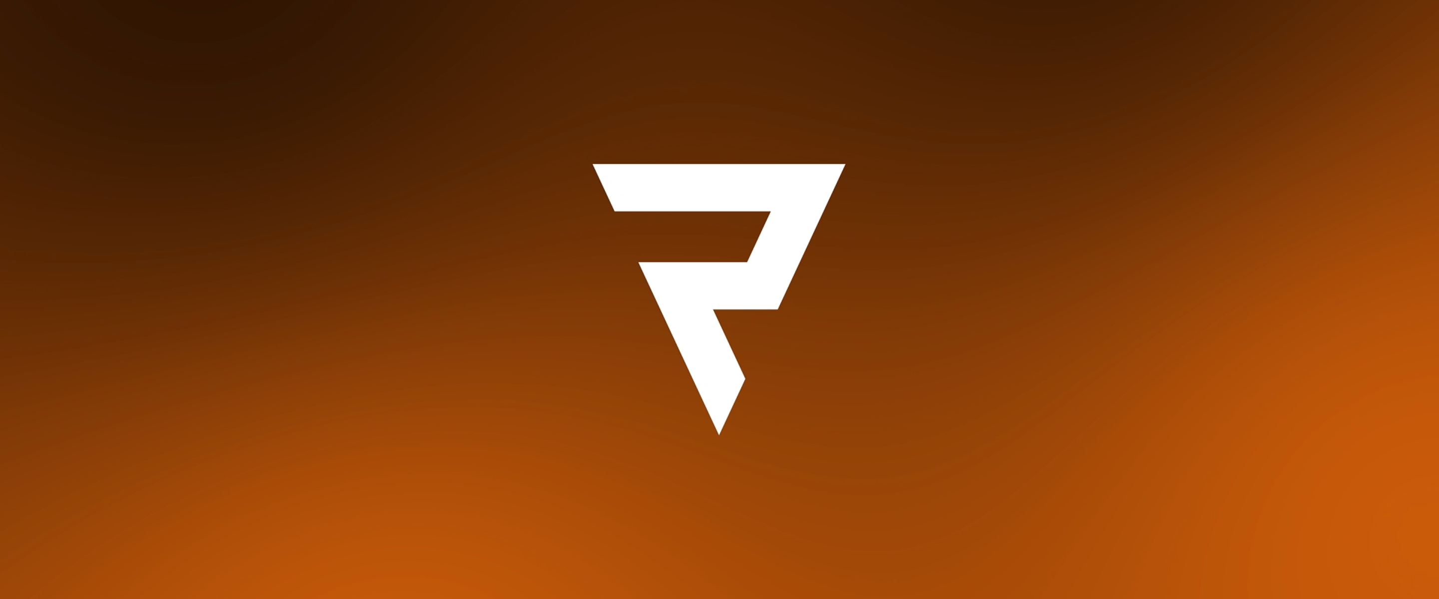 White logo on a gradient orange background