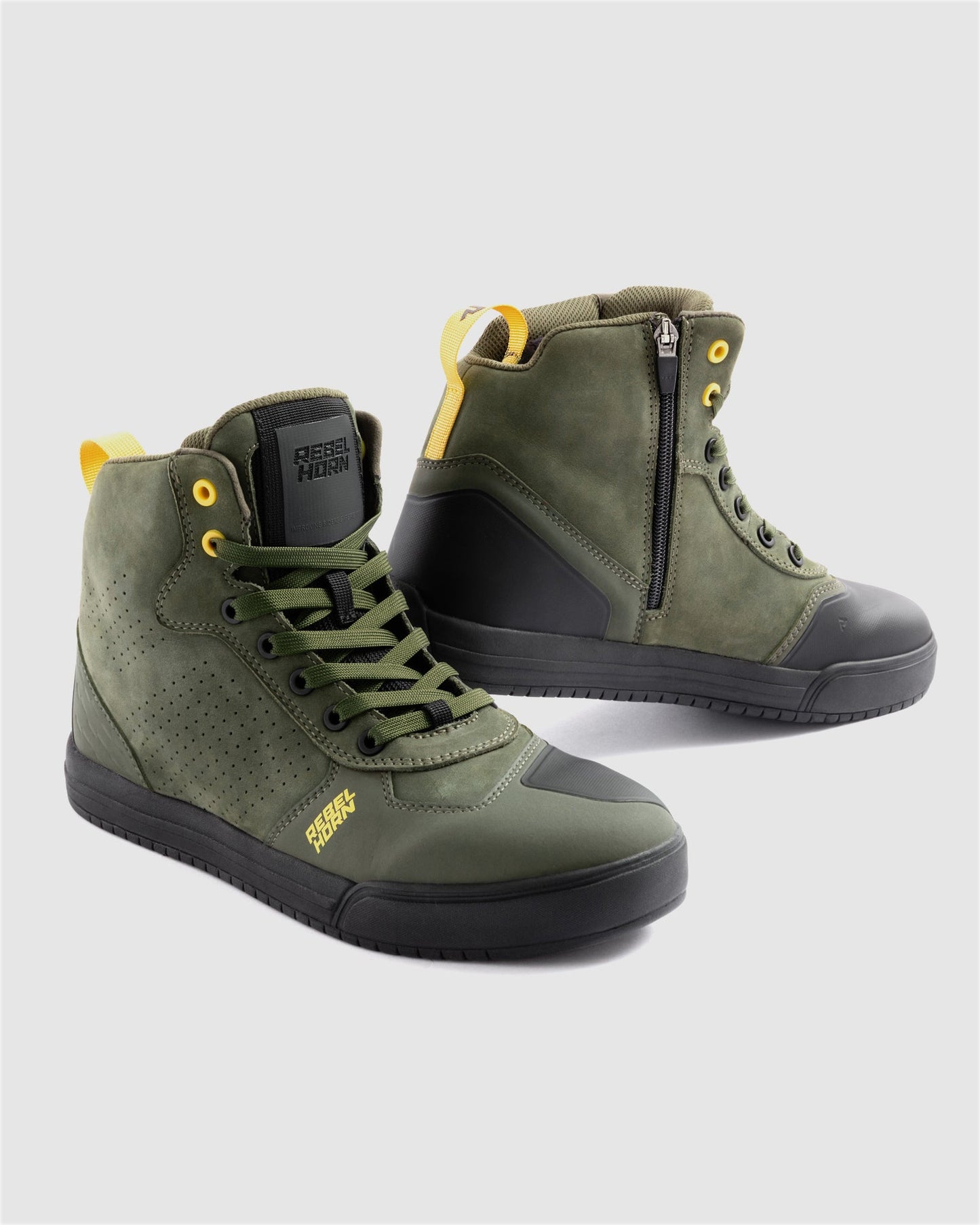 Spike Bottes Moto Olive