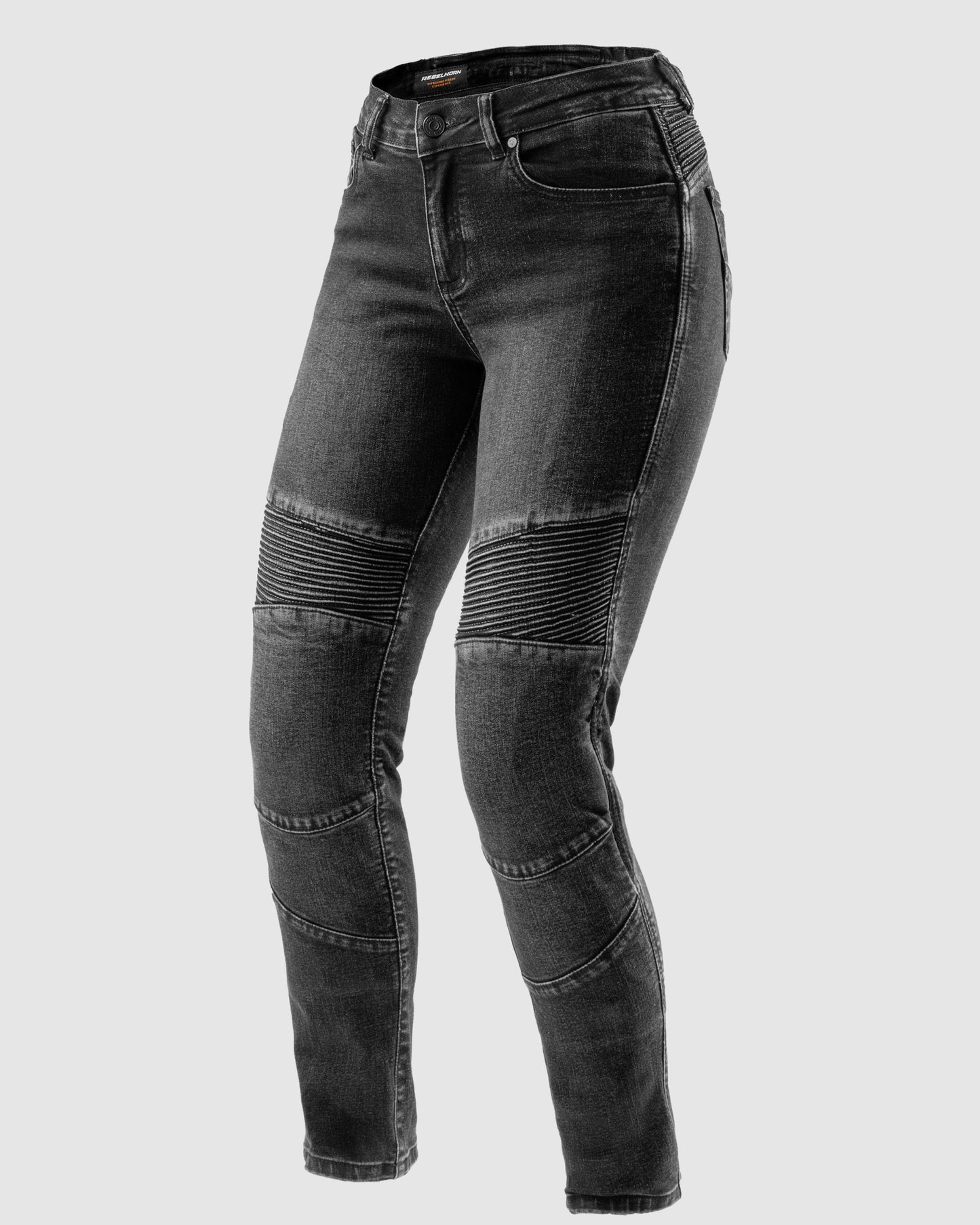 Agness 2 Mono Jean Moto Femme Noir Délavé