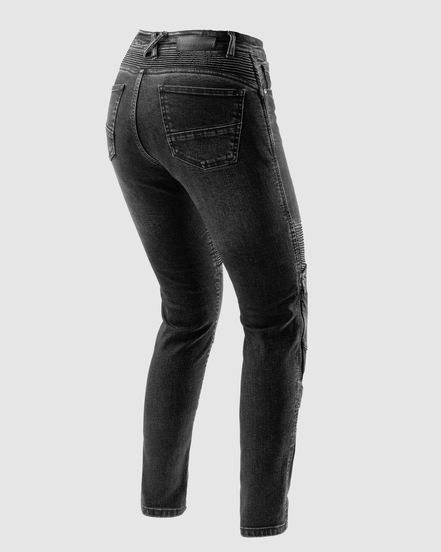 Agness 2 Mono Jean Moto Femme Noir Délavé