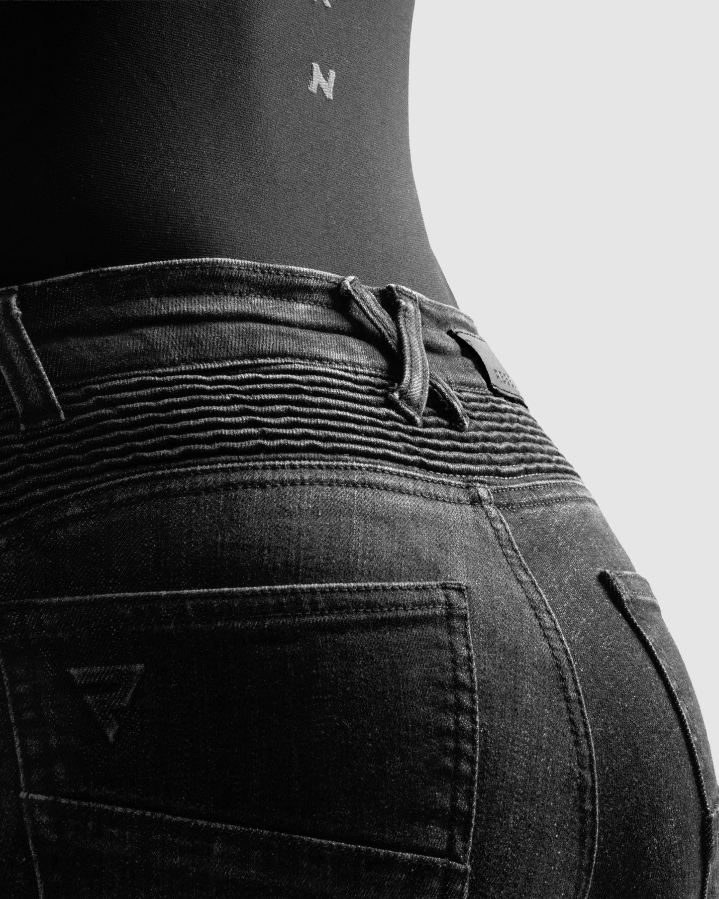 Agness 2 Mono Jean Moto Femme Noir Délavé
