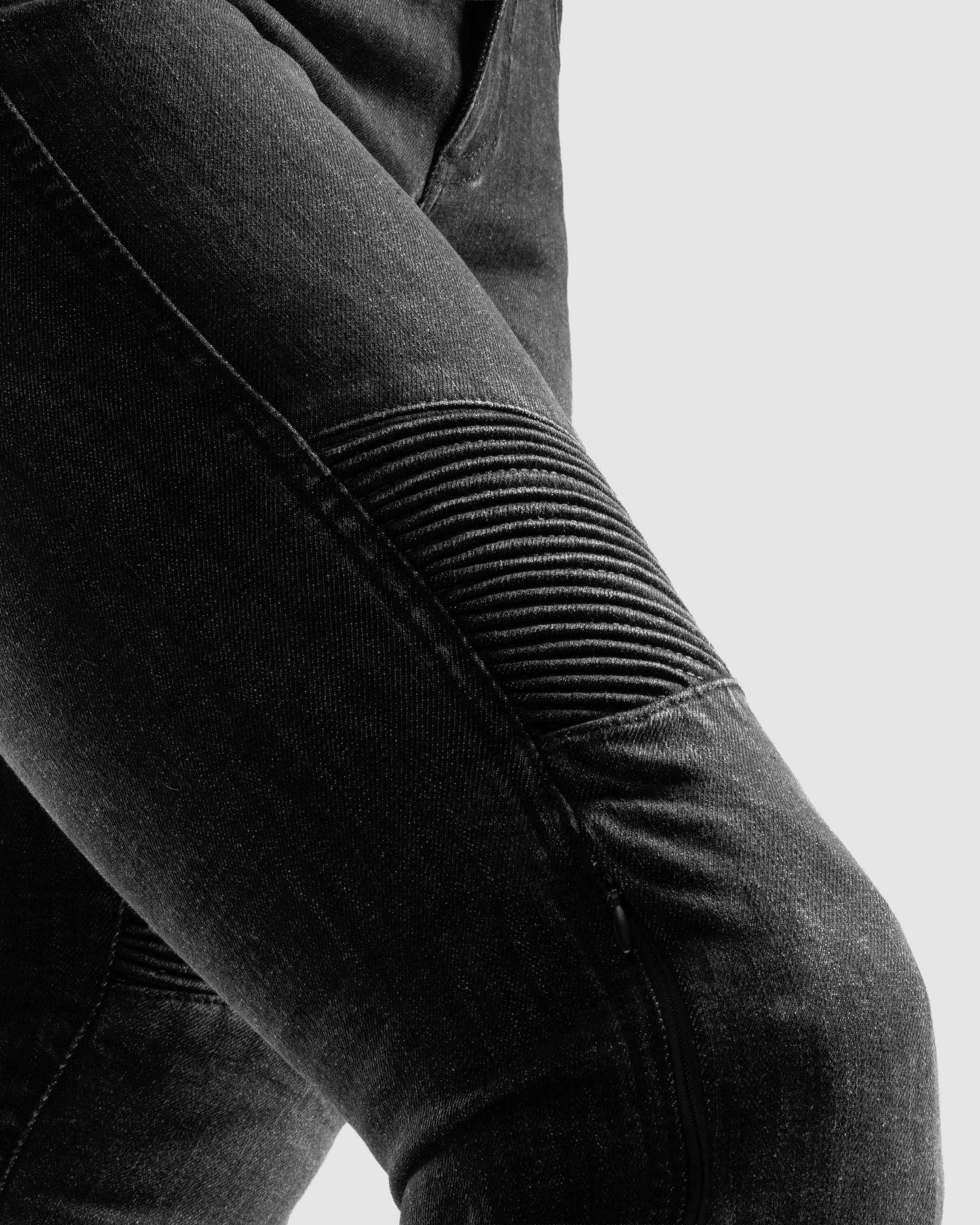 Agness 2 Mono Jean Moto Femme Noir Délavé