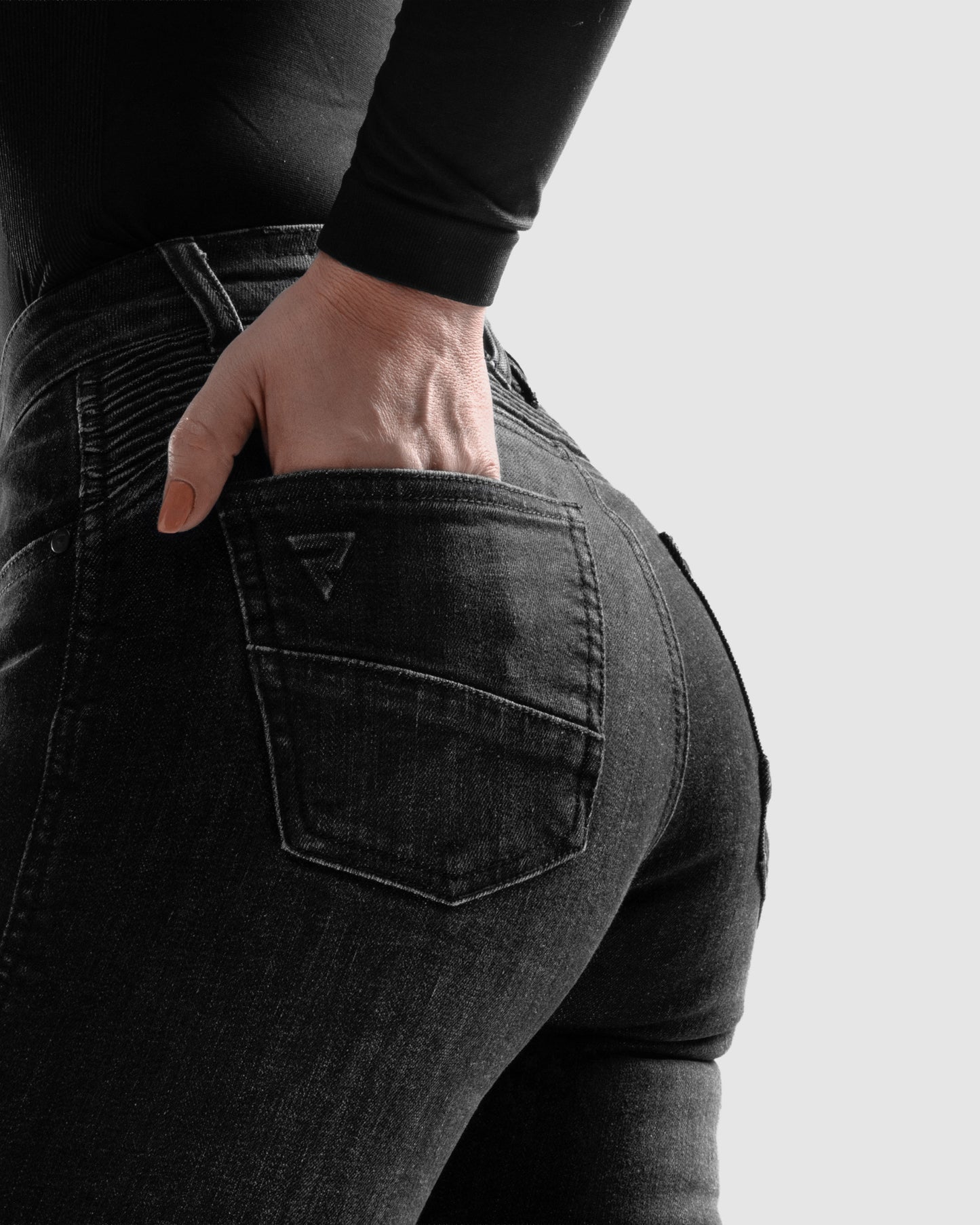 Agness 2 Mono Jean Moto Femme Noir Délavé