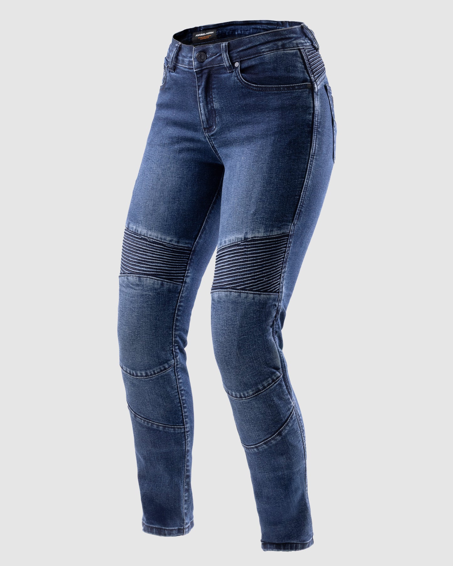 Agness 2 Mono Jean Moto Femme Bleu Délavé
