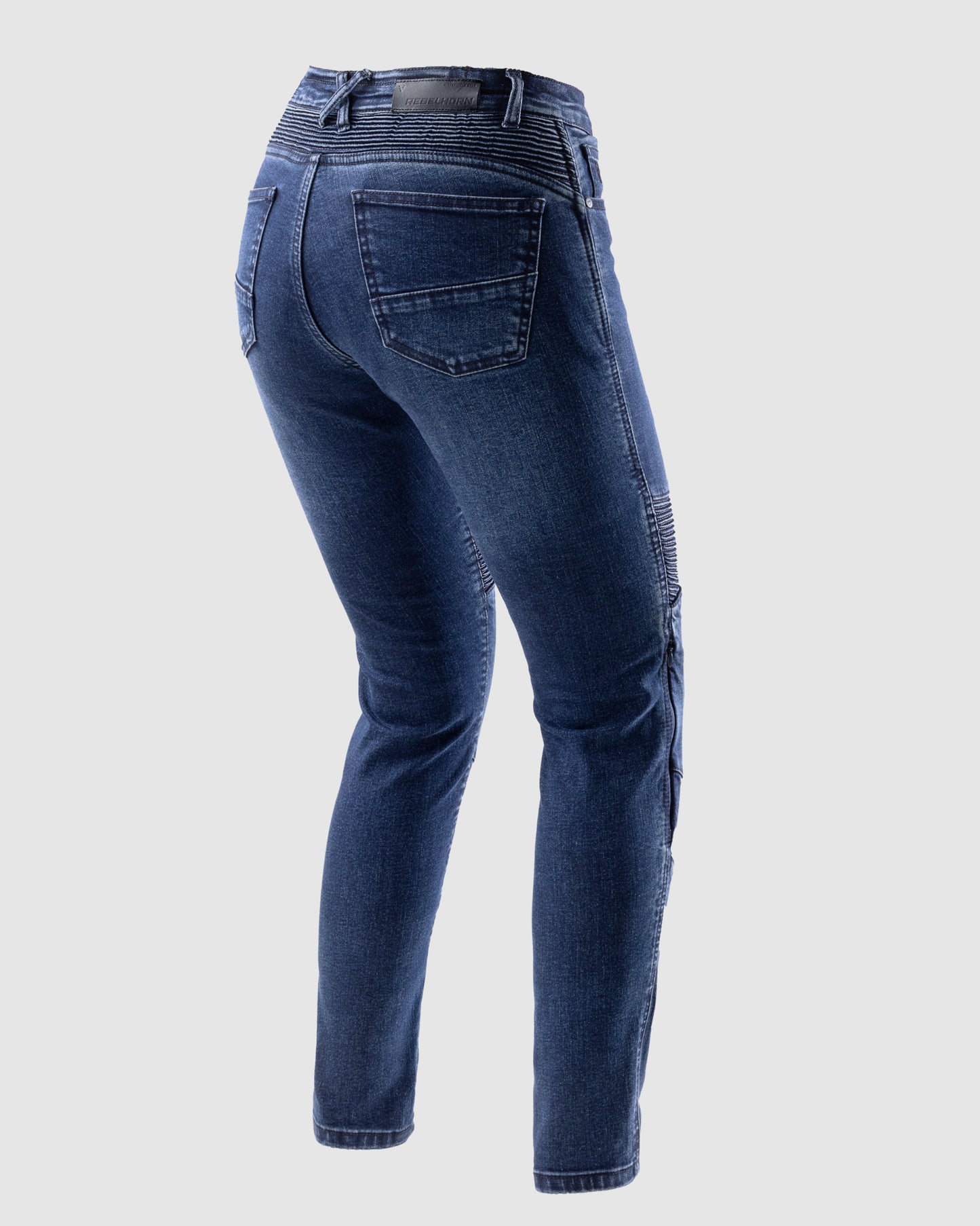 Agness 2 Mono Jean Moto Femme Bleu Délavé