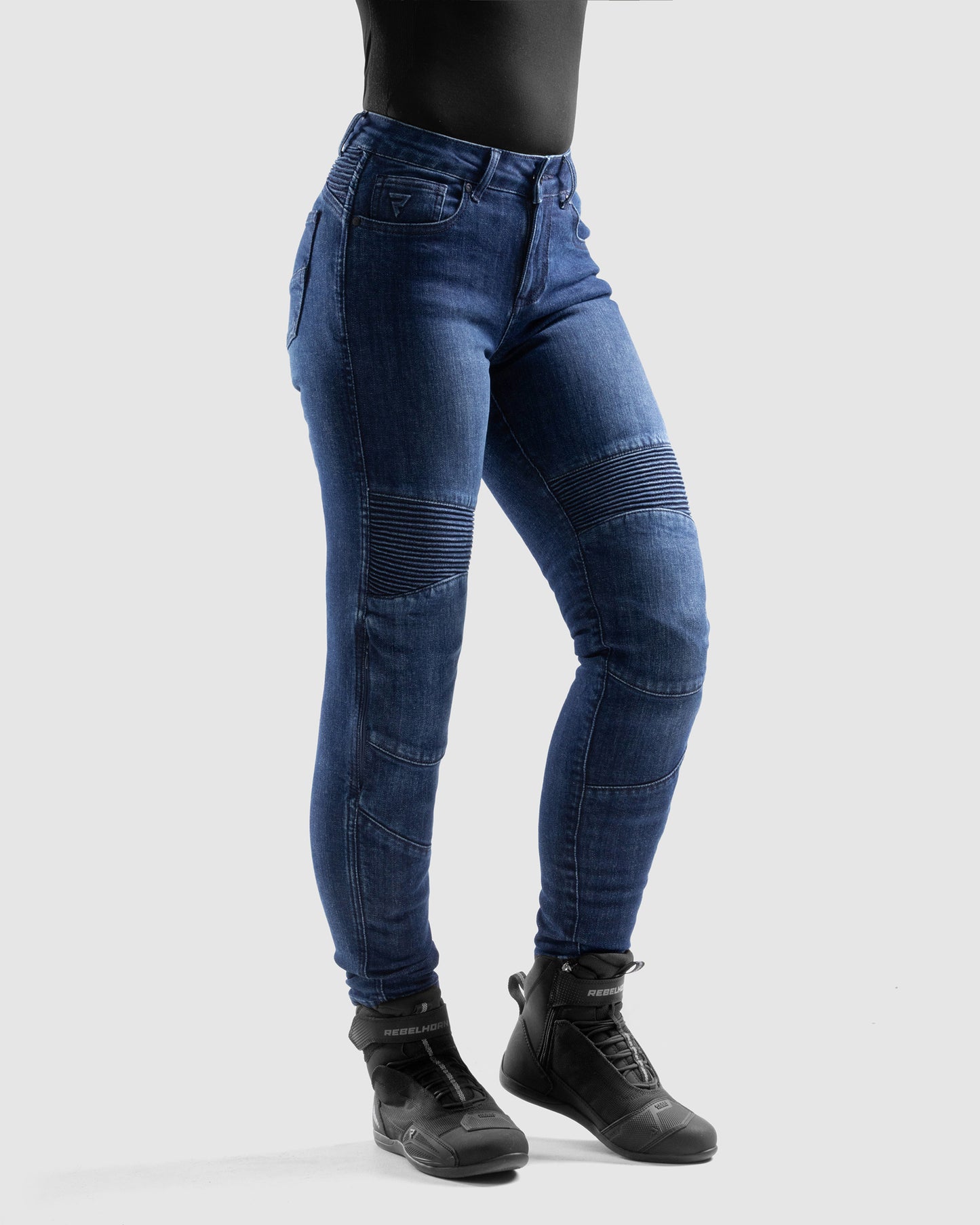 Agness 2 Mono Jean Moto Femme Bleu Délavé