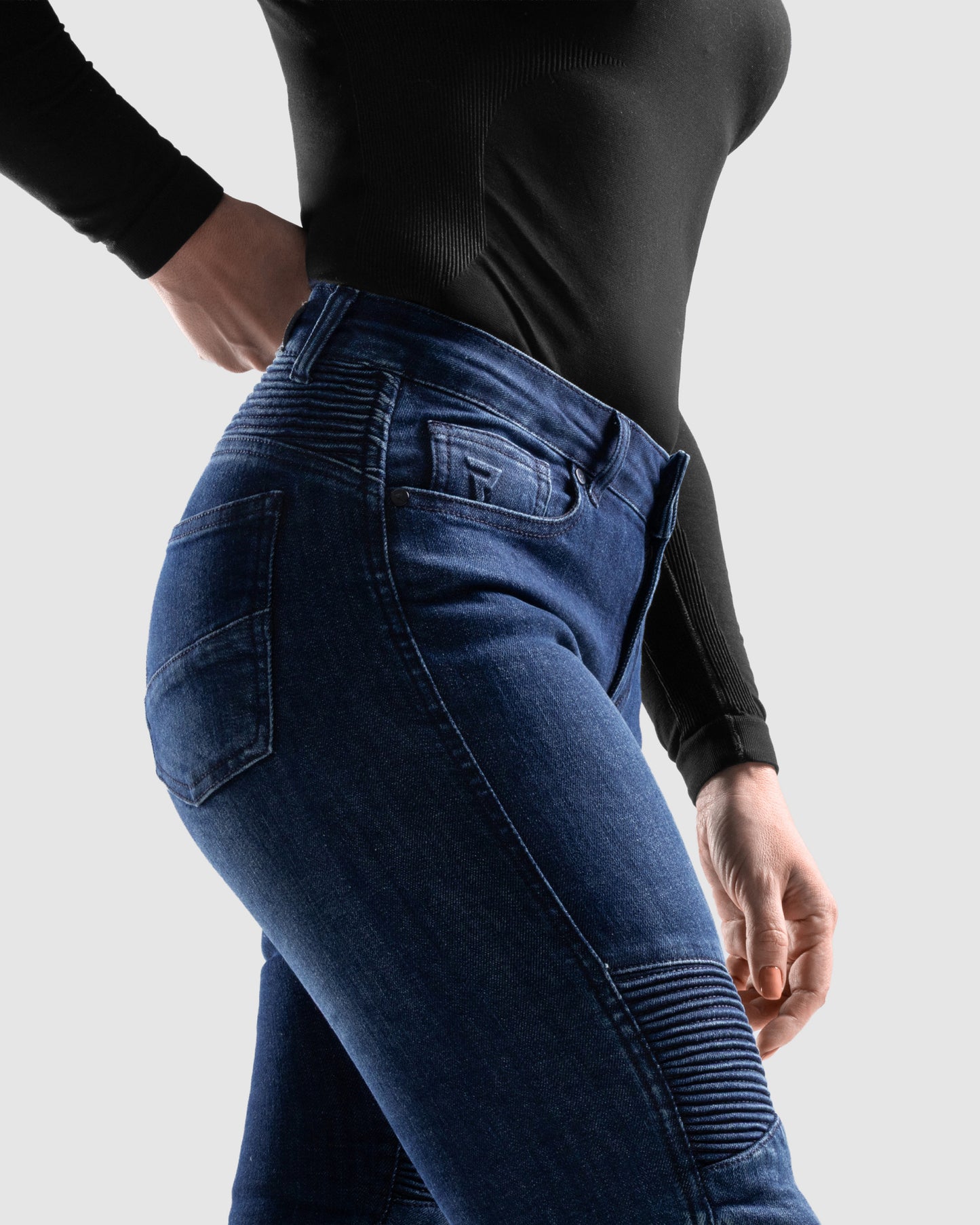 Agness 2 Mono Jean Moto Femme Bleu Délavé