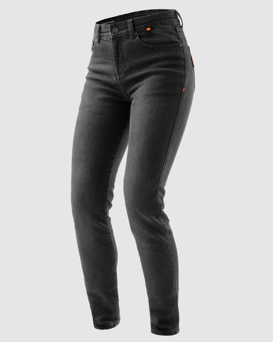 Bronco Femme Jean Moto Délavé Noir