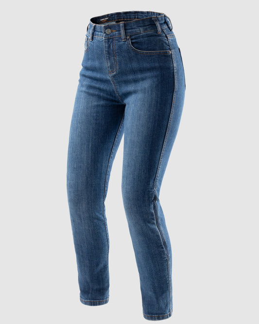 Classic Mono Jean Moto Femme Bleu Délavé