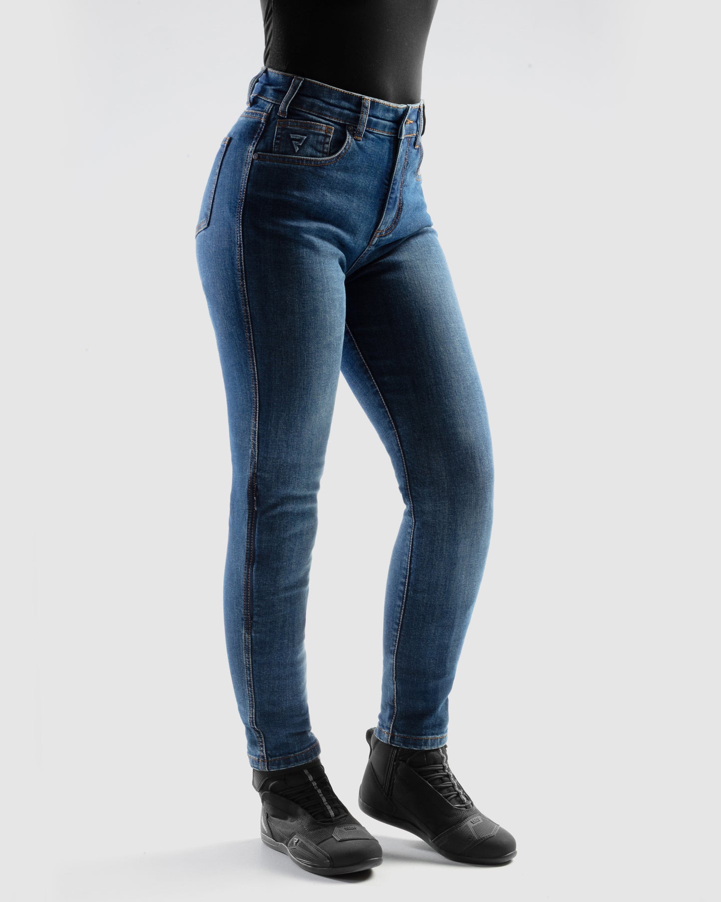 Classic Mono Jean Moto Femme Bleu Délavé