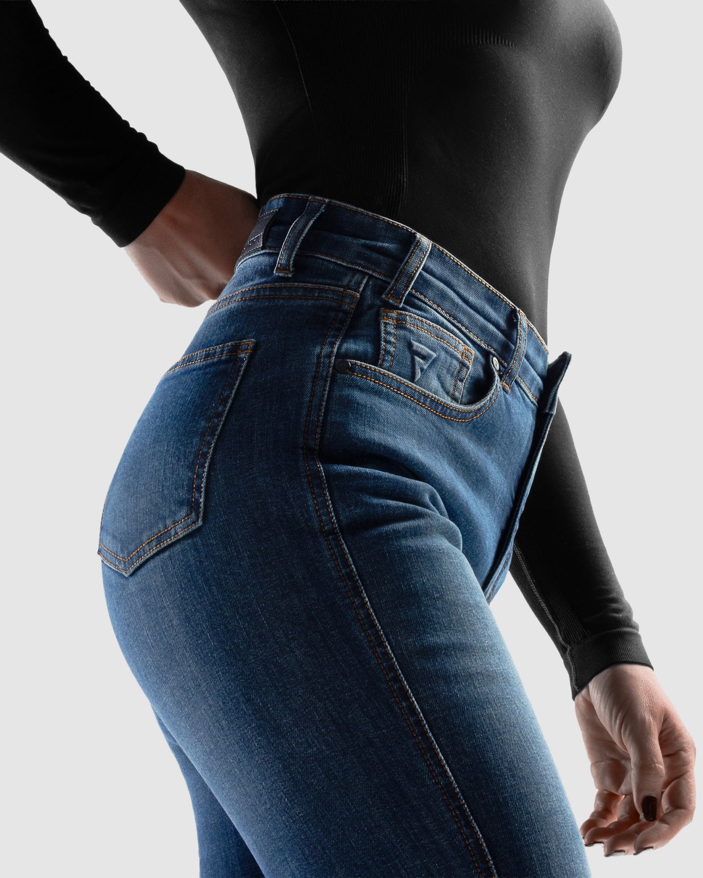 Classic Mono Jean Moto Femme Bleu Délavé