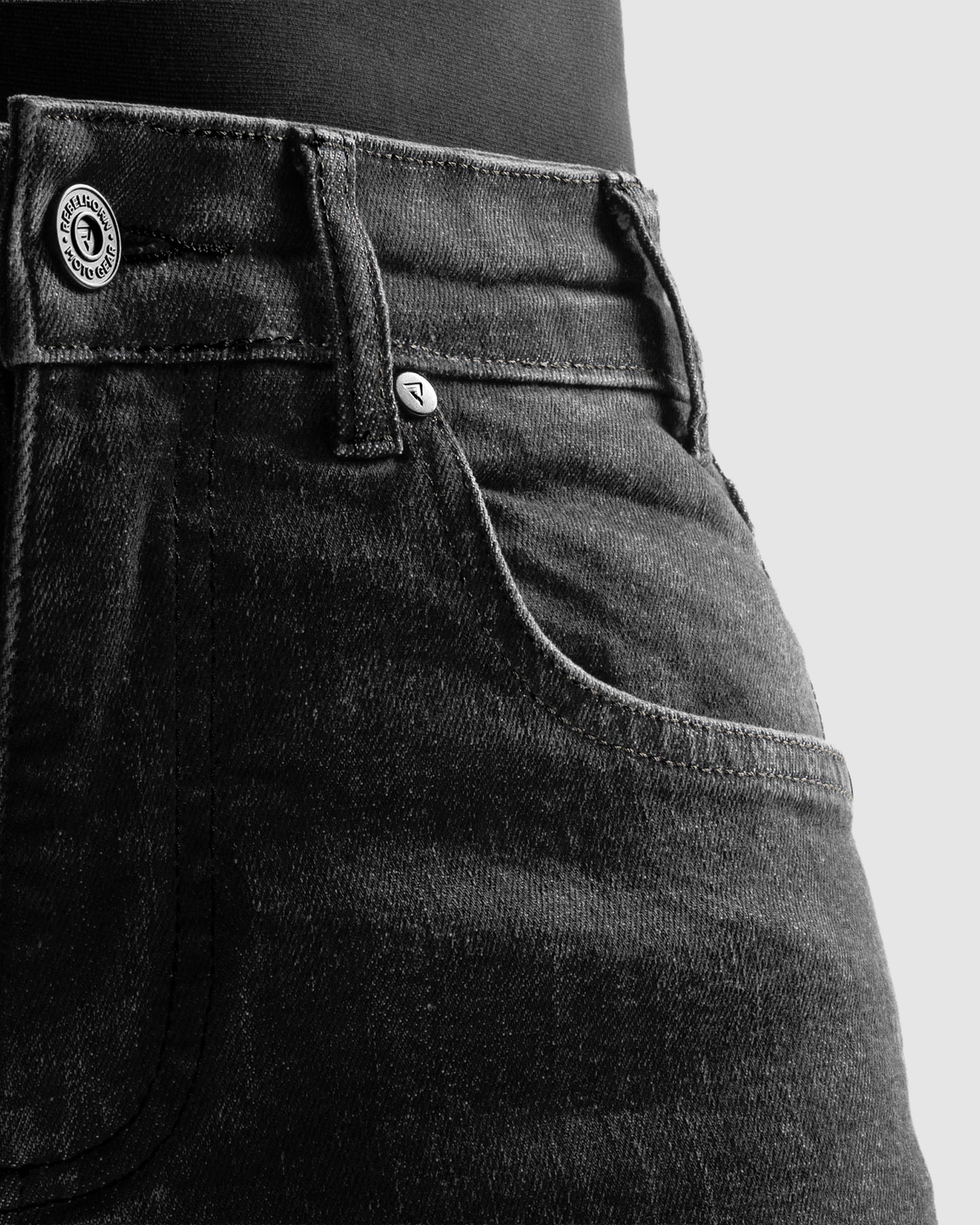 Classic Mono Jean Moto Femme Noir Délavé