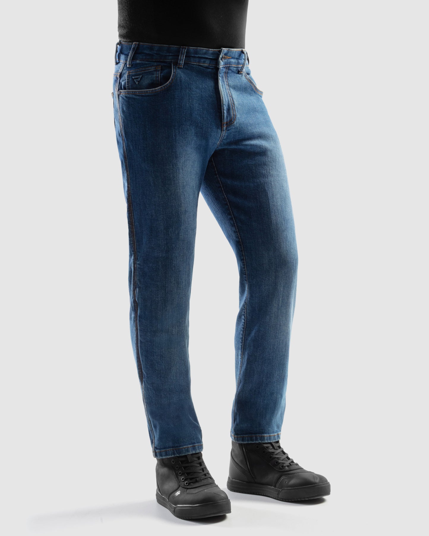 Classic Mono Jean Moto Bleu Délavé