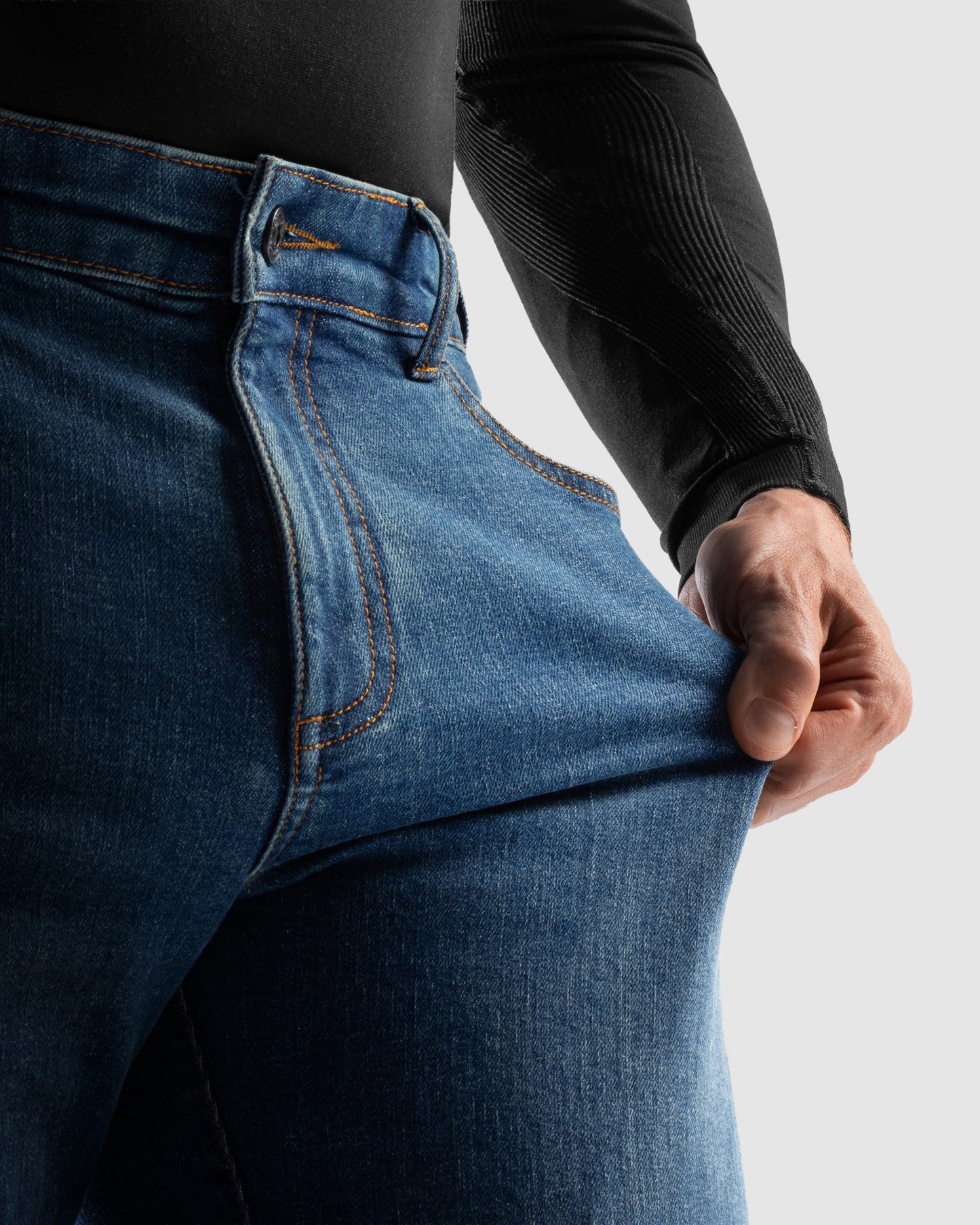 Classic Mono Jean Moto Bleu Délavé