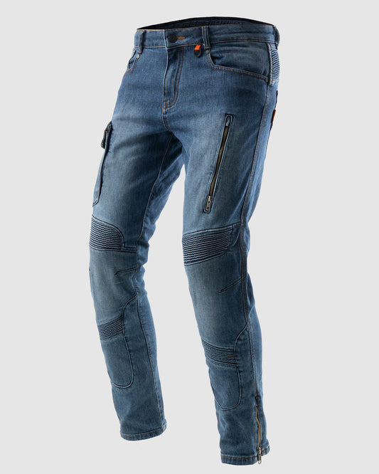 Vandal Jean Moto Monocouche Délavé Bleu