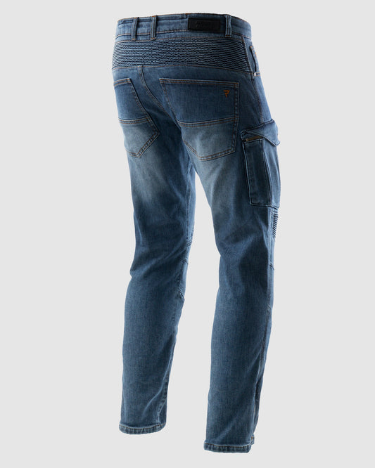 Vandal Jean Moto Monocouche Délavé Bleu