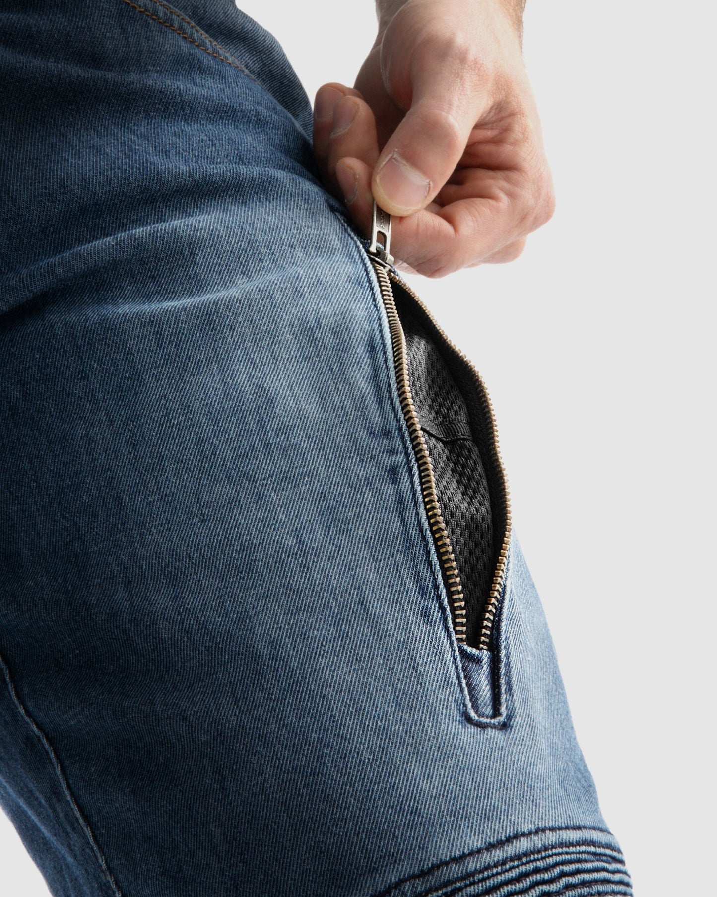 Vandal Jean Moto Monocouche Délavé Bleu