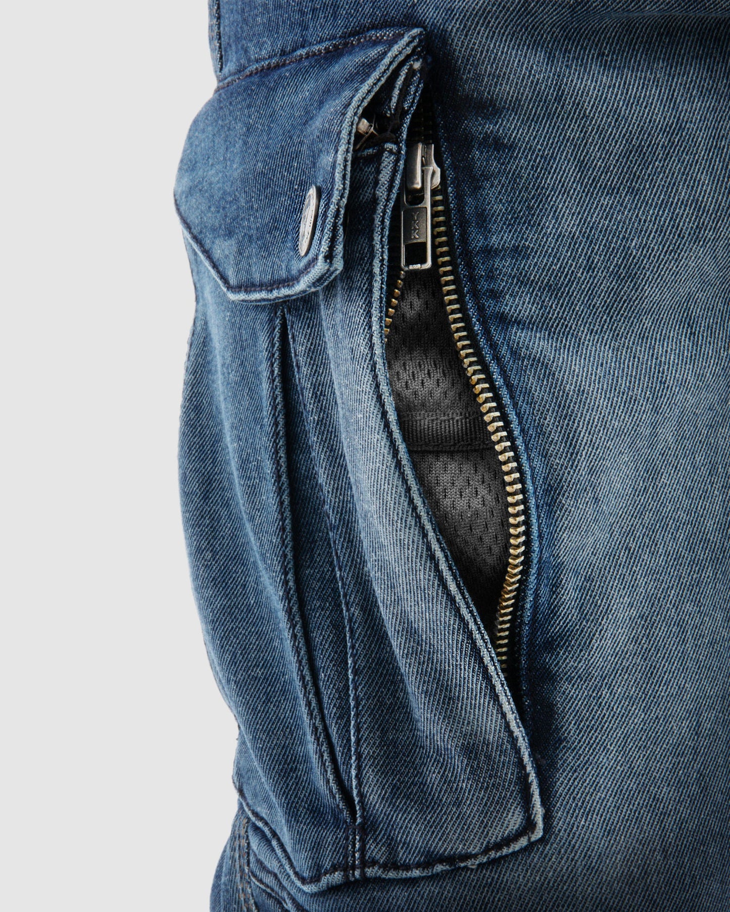 Vandal Jean Moto Monocouche Délavé Bleu