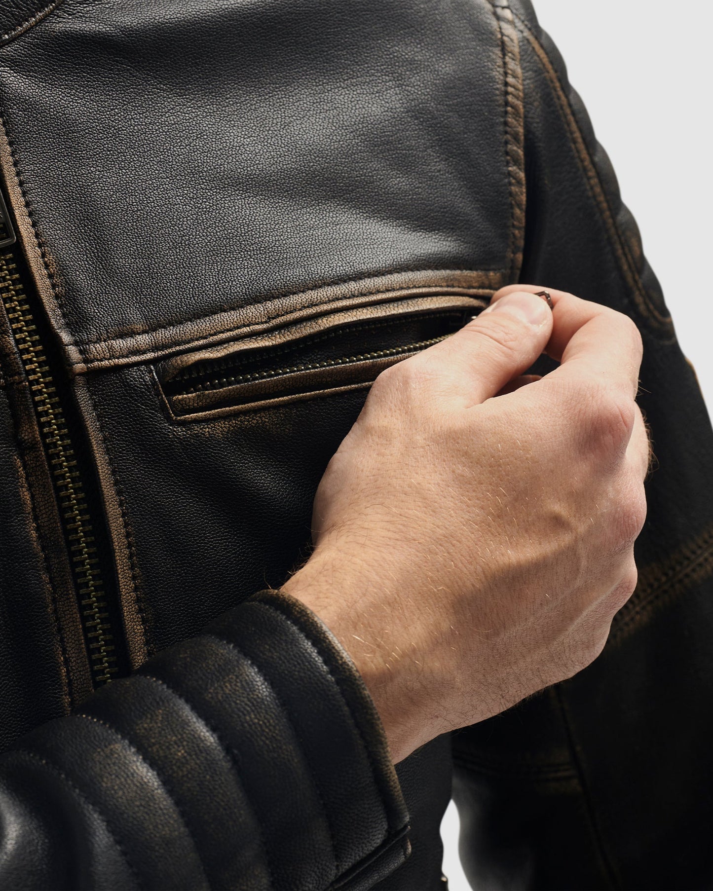 Hunter II Blouson Cuir Vintage Marron