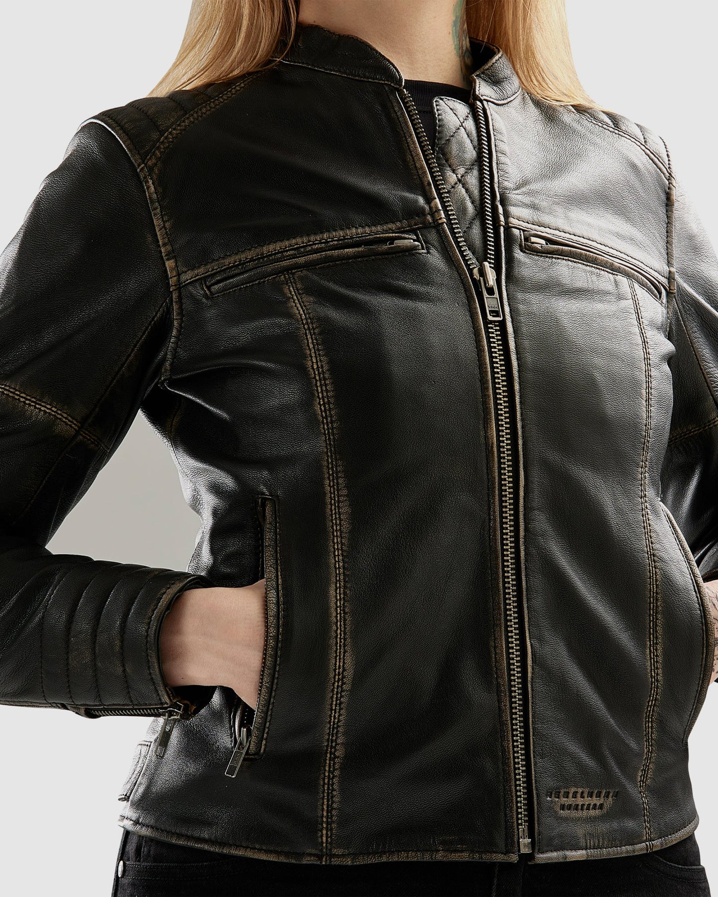 Hunter II Femme Blouson Cuir Vintage Marron