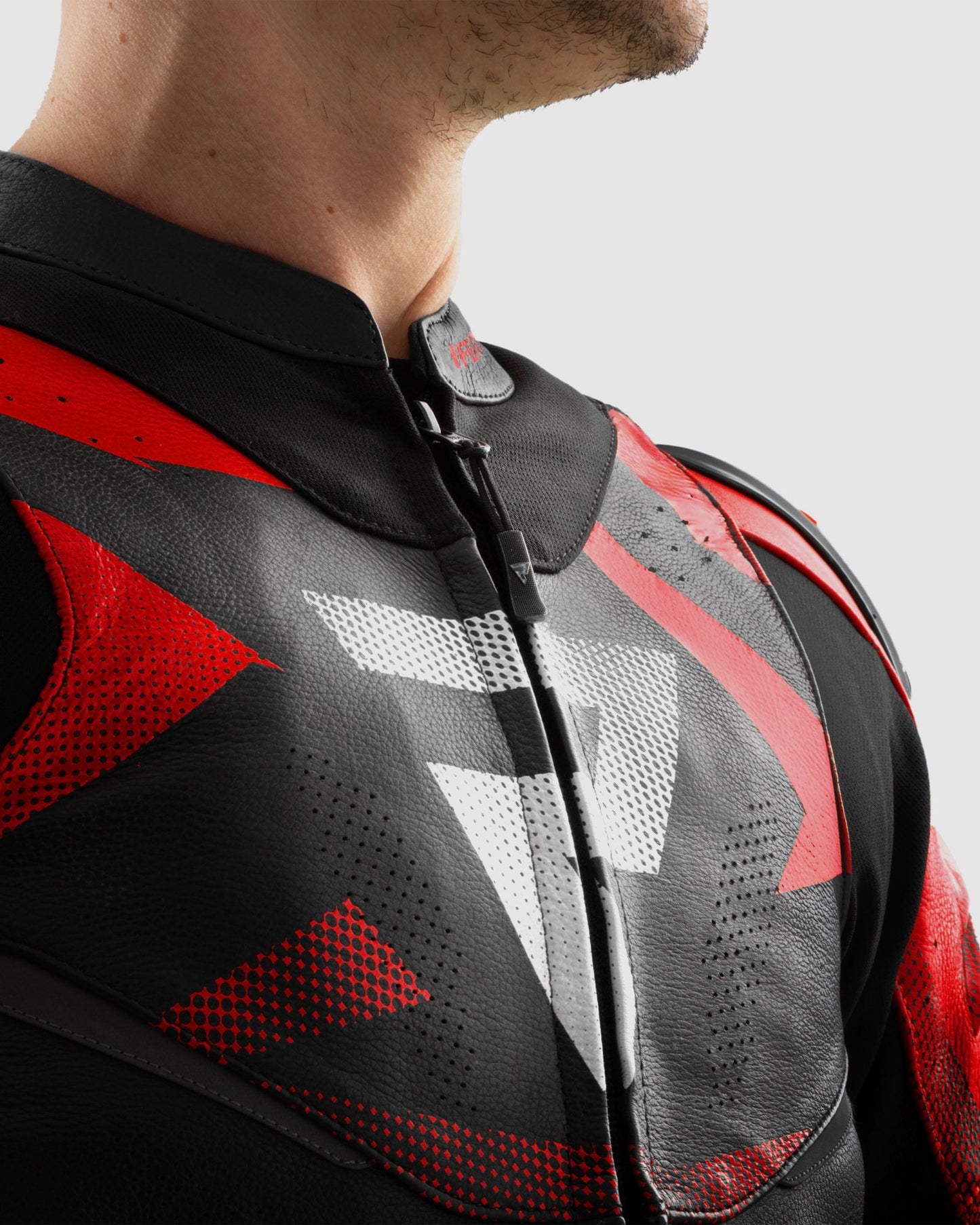 Inferno Blouson Moto Cuir Bleu Rouge