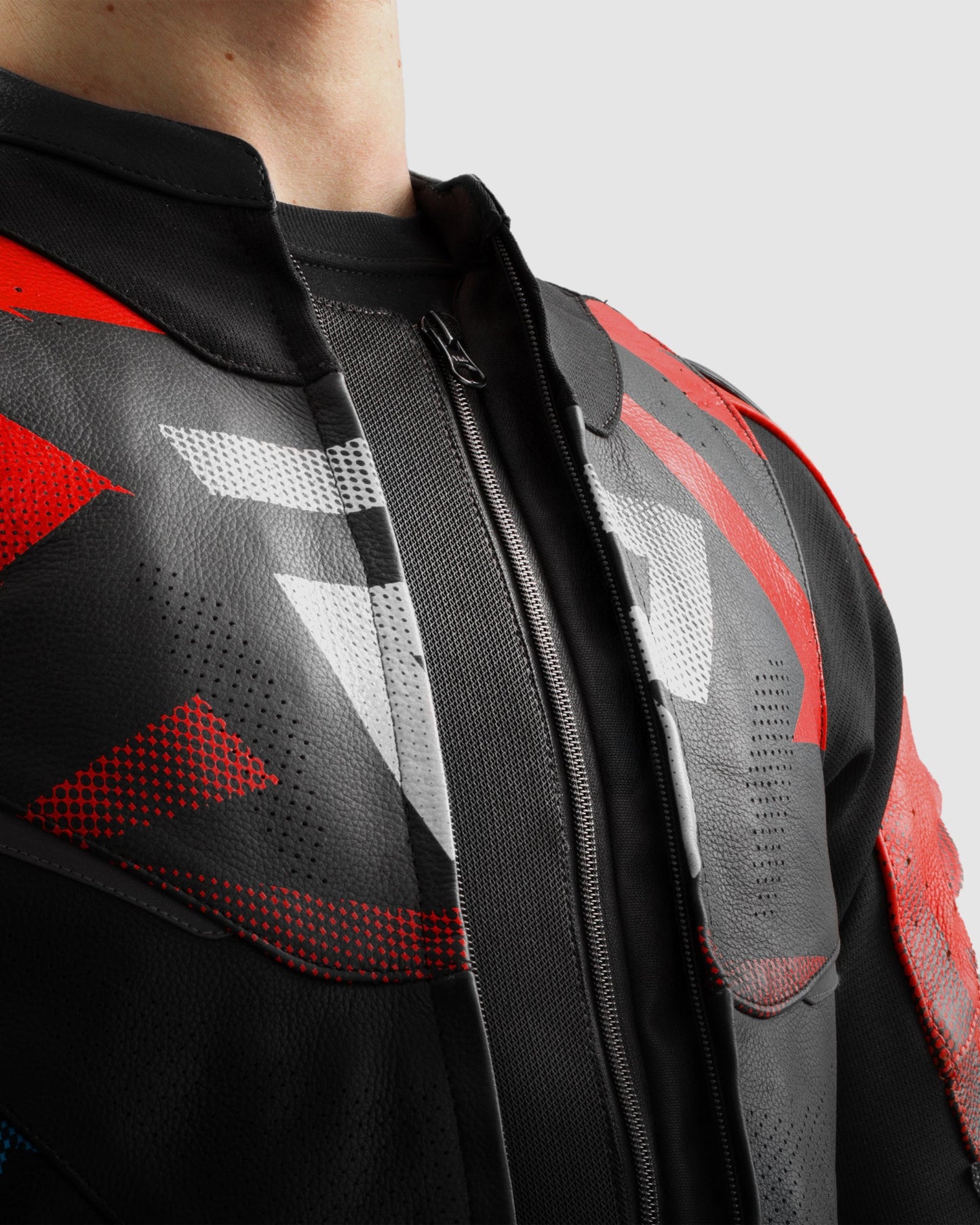 Inferno Blouson Moto Cuir Bleu Rouge