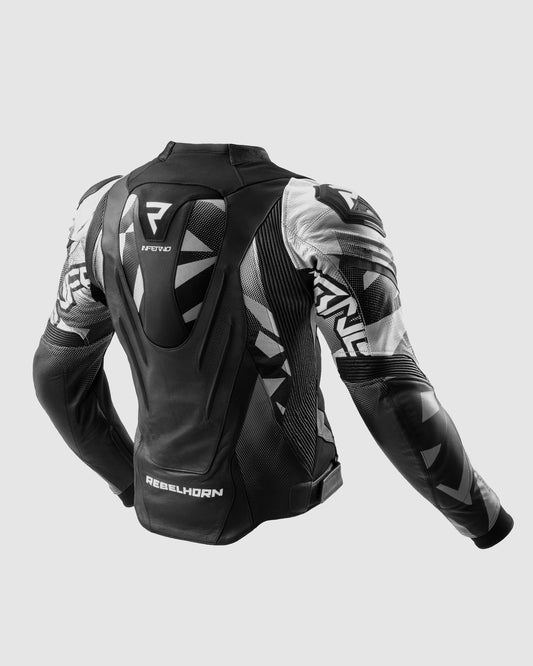 Inferno Blouson Moto Cuir Noir Blanc