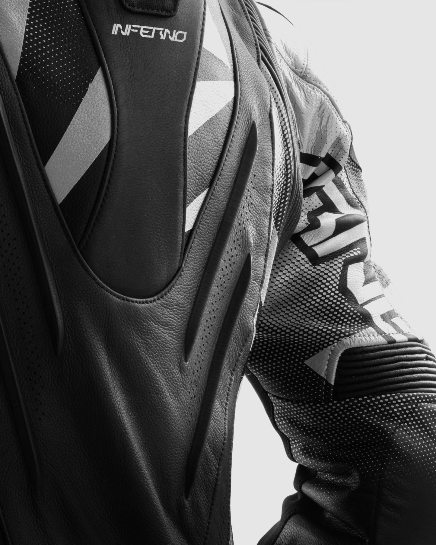 Inferno Blouson Moto Cuir Noir Blanc