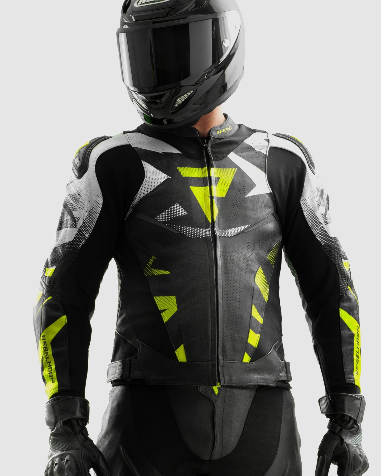 Inferno Blouson Moto Cuir Jaune Fluo