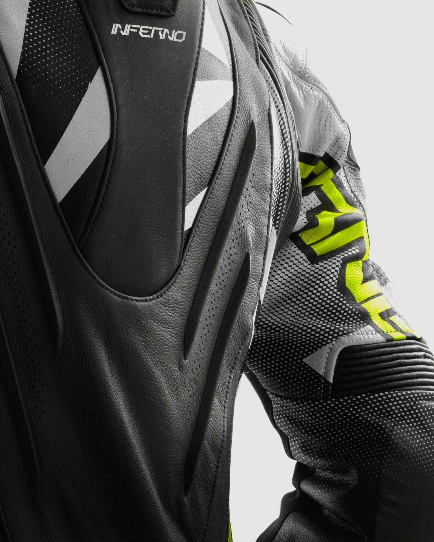 Inferno Blouson Moto Cuir Jaune Fluo
